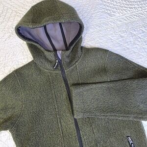 Killtec Fleece Textured Full Zip Hooded Jacket Womens Size 12 Green Zip Pockets